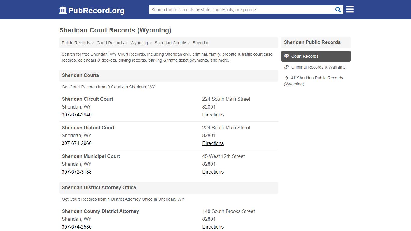 Free Sheridan Court Records (Wyoming Court Records) - PubRecord.org