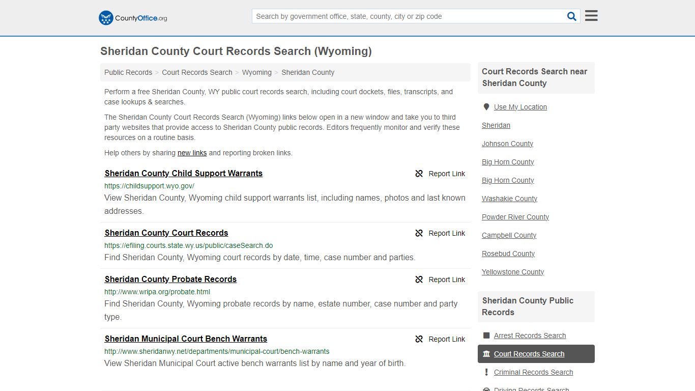 Sheridan County Court Records Search (Wyoming) - County Office